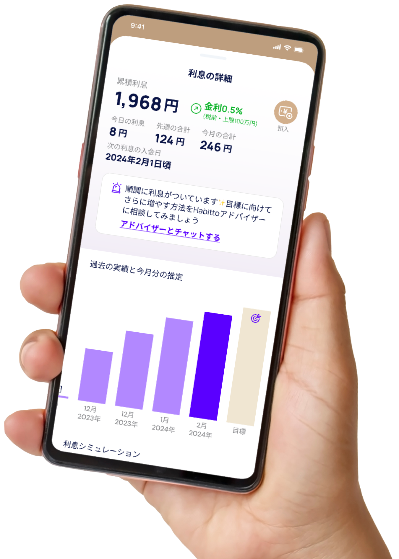 Habitto App holding hand